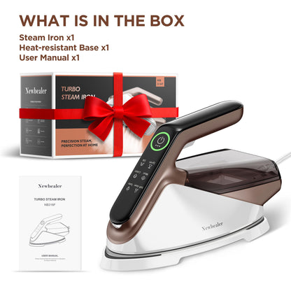 Newbealer Steam Generator Iron, 1500W Turbo Steamer for Clothes, 2 Bar Pressure Clothes Iron, 4 Steam & 4 Dry Heat Modes, Fast Heat-Up, 350ml Detachable Tank, Auto-Off, Self-Cleaning (Gold)