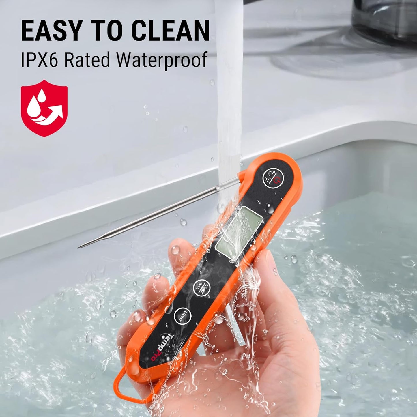 TempPro Digital Instant Read Meat Thermometer - Waterproof Kitchen Tool with Backlight & Calibration