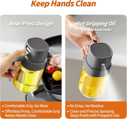 YARRAMATE Mini Oil Sprayer - 6.8 OZ Food-Grade Olive Oil Spray Bottle for Cooking | Portable Kitchen Mister (Gray)