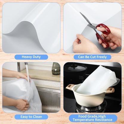 Hushee 2 Pack Extra Large Silicone Mat Place Mats Table Protector Craft Heat Resistant Mat for Kitchen, Painting(White,24 x 48 Inches)