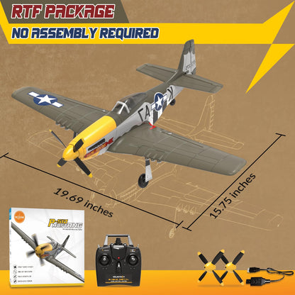 LEAMBE Brushless 4 Channel RC Plane, Ready to Fly Aerobatic Aircraft, Easy Control for Beginners, P51 Mustang RC Airplane for Adults Green