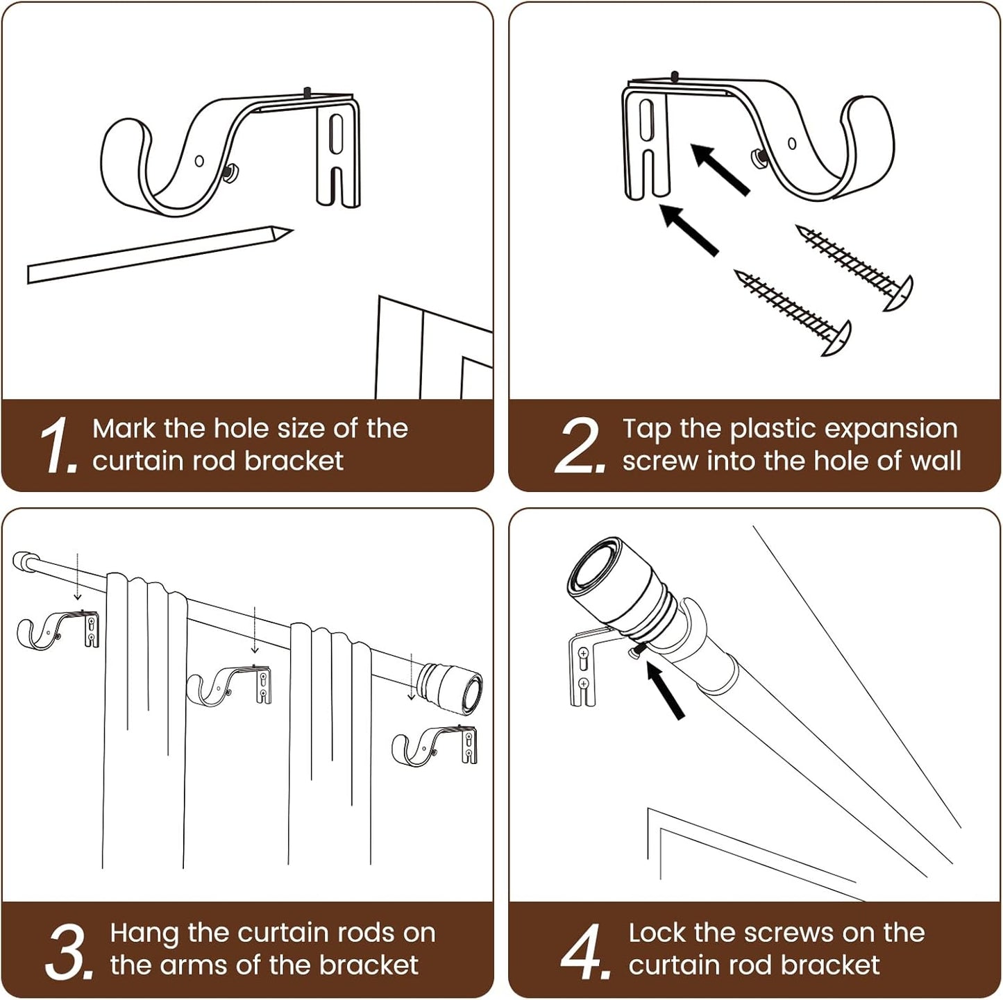 Matte Black Adjustable Curtain Rod by [Brand Name] - Heavy Duty 30 to 144 Inch Length for Windows
