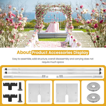 Jiang&Rong 10x10Ft Double Crossbar Backdrop Stand - Pipe and Drape Heavy Duty Adjustable Metal Frame with Drape Kit, Photographic Studio Backdrop Stand for Wedding, Birthday Party, Banquet Decorations