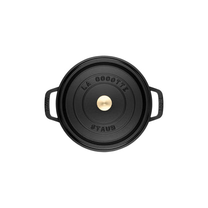 Staub Cast Iron Round Cocotte, Dutch Oven, 5.5-quart, serves 5-6, Made in France, Matte Black