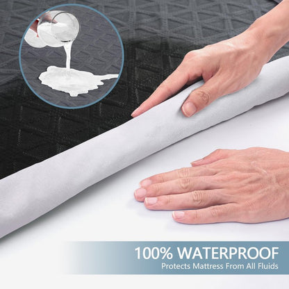 Premium Waterproof Mattress Protector Queen Size, Breathable Bed Cover 3D Air Fabric Cooling Mattress Pad Cover Smooth Soft Noiseless Washable, 8''-21'' Deep Pocket (Gray)