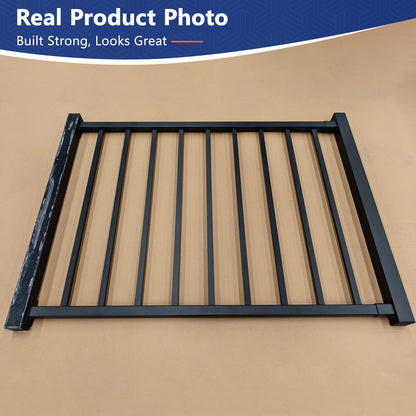Guwezoy W.4ft x H.36in Aluminum Deck Gate Outdoor, Cuttable Porch Gate Kit with Latch and Auto-Closing Hinge, AAMA 2604–Grade Sand-Texture Black Outdoor Gate for Deck Railing Patios, Porch, Garden