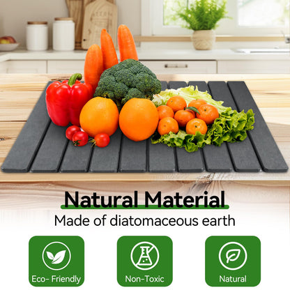 Large Stone Drying Mat for Kitchen Counter, 24"x16" Collapsible Diatomaceous Earth Drying Mat, Instant Absorbent Dish Drying Pad, Stone Drying Rack Space Saver Drying Board for Kitchen Sink, Gray