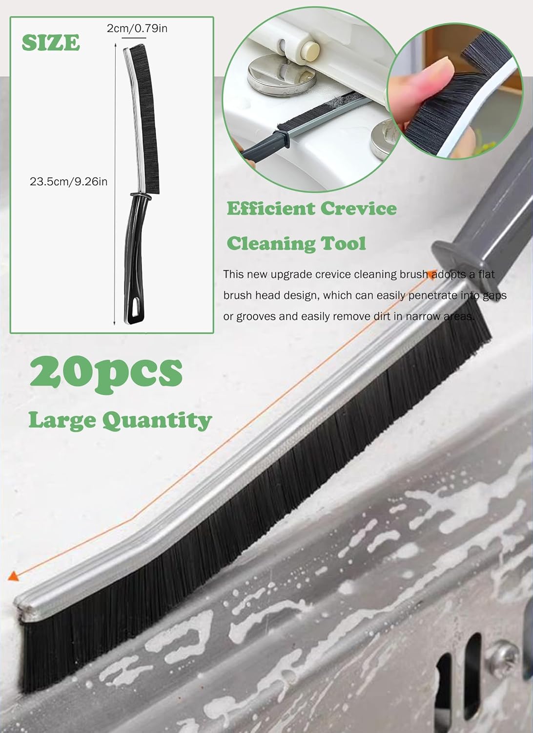 20Pcs Multifunctional Hard Bristle Crevice Cleaning Brush Set, Gap Brush Tools for Home, Kitchen, Bathroom, Vehicle