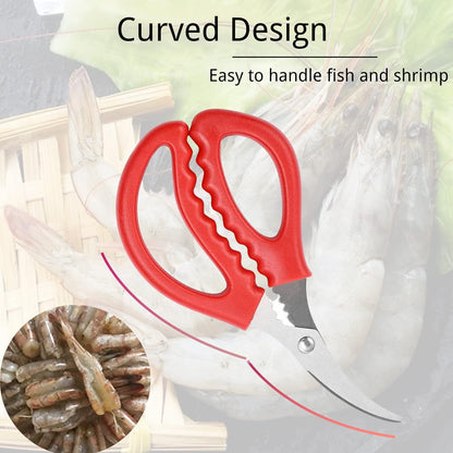 16PCS Red Seafood Scissors Bulk - Multifunctional Crab Leg Crackers for Kitchen Seafood Peeling