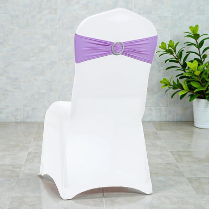 MDS Spandex Chair Sashes - Universal Elastic Stretch Bands with Buckle Slider for Weddings | Lavender, Pack of 150