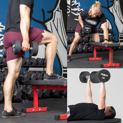 REP Urethane Coated Dumbbell Set - 5-50 lb with 3-Tier Rack