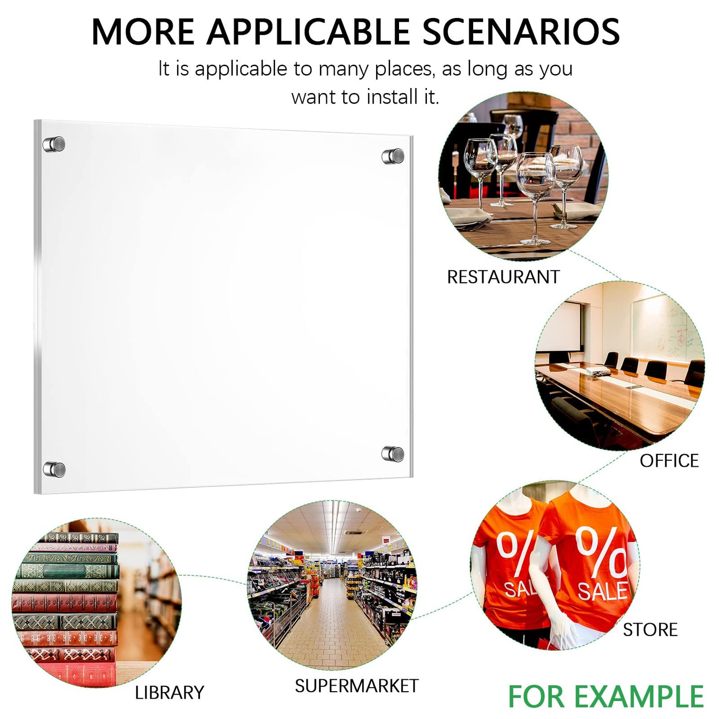 Yalikop 8 Pcs Acrylic Floating Picture Frame 8.5 x 11 Inches Wall Mount Frameless Photo Frames Double Panel Clear for Home Office Photo Display, Full Size 9.6 x 13.2 Inch (Silver)