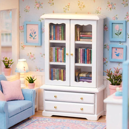 NUOBESTY Miniature Wooden Bookcase 1 12 Scale Dollhouse Furniture Display Shelf with Large Storage for Mini House Decor and Collectibles