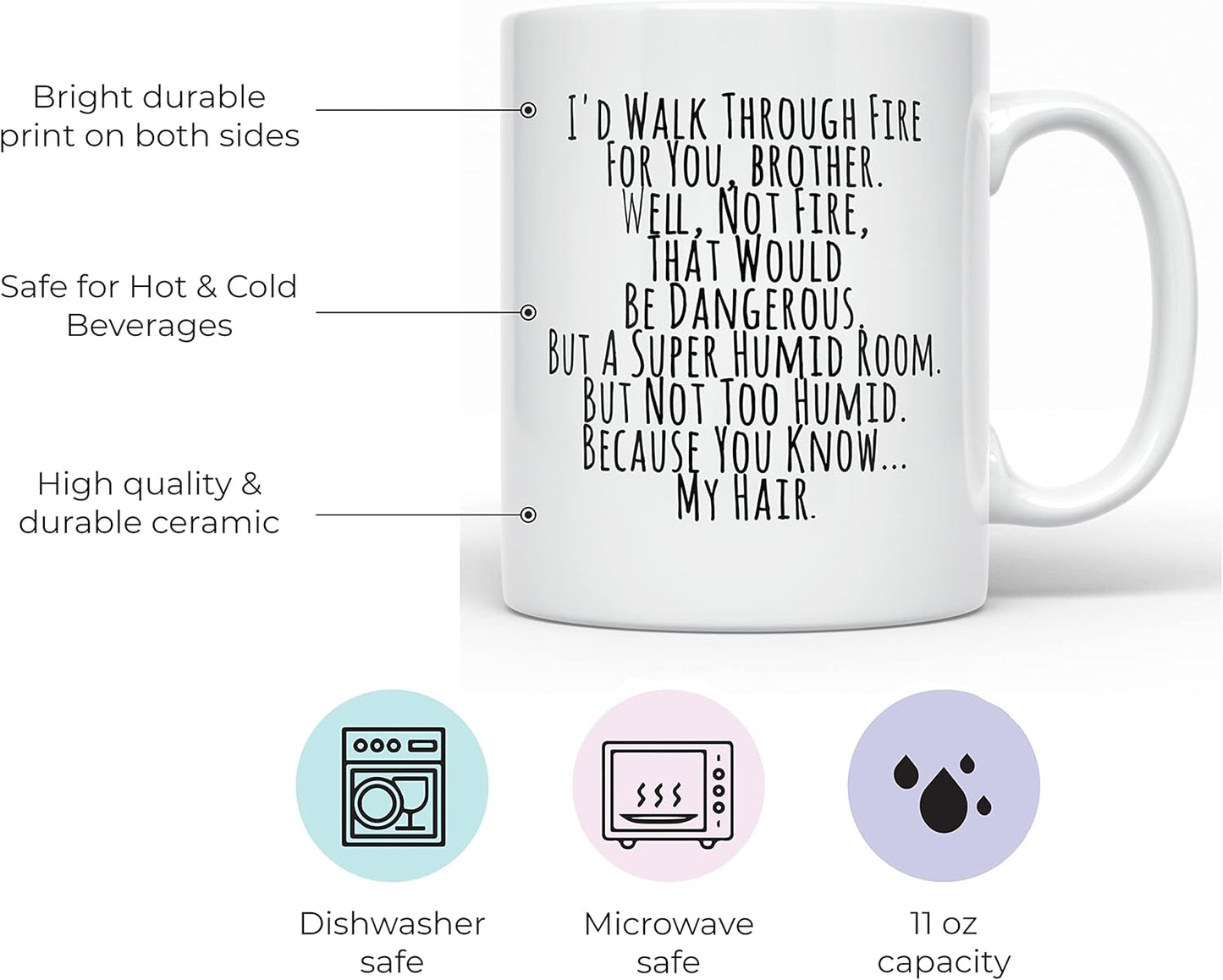 YouNique Designs Brother Coffee Mug, 11 Oz, Funny Gifts from Sister, Birthday Gifts for Brother Adult