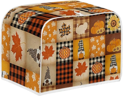 UNICEU Autumn Pumpkins Maple Leaves 4 Slice Toaster Covers, Fall Harvest Kitchen Dust Protector