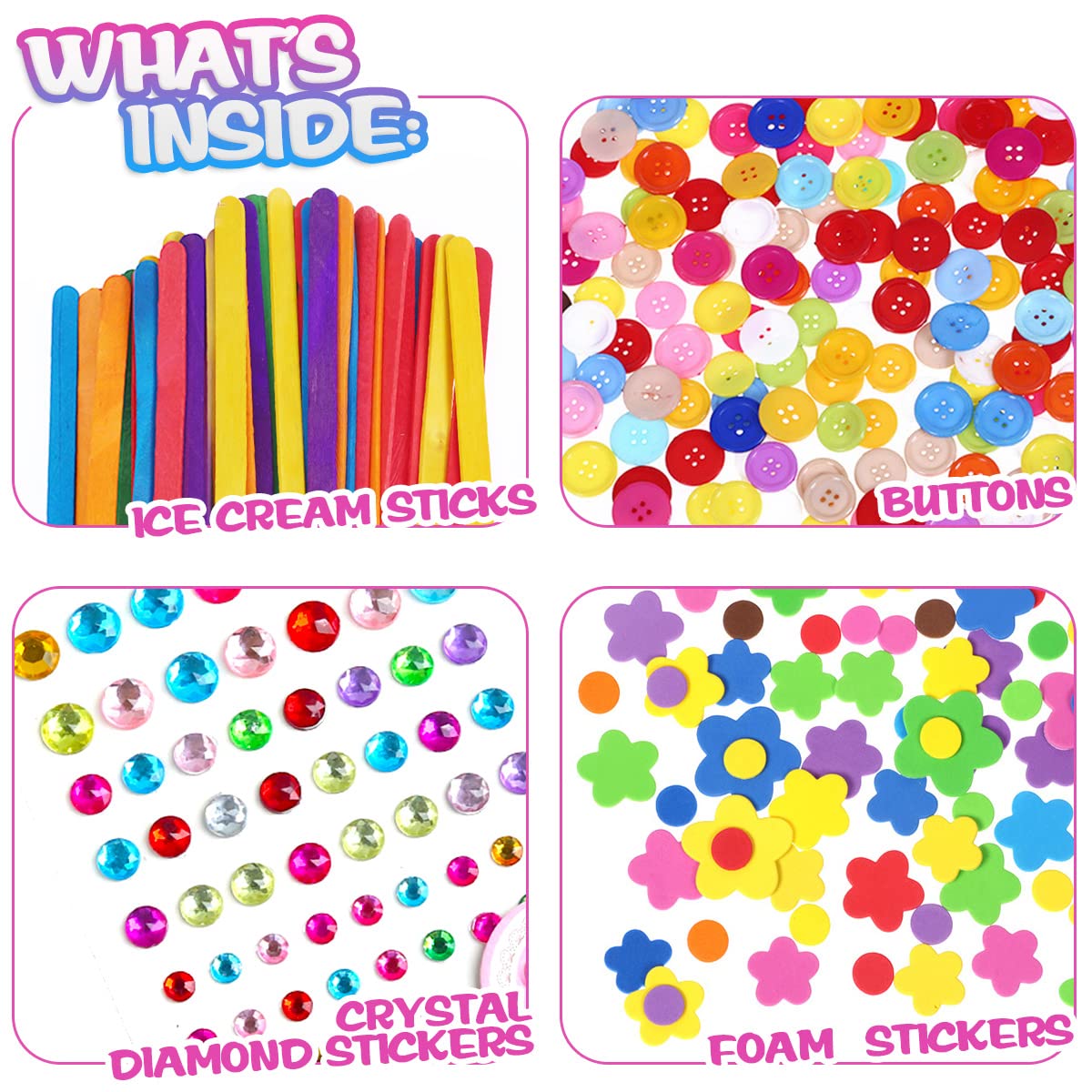 CH HAICHENG Arts and Crafts Supplies Including Feathers, Pipe Cleaners, Wiggle Googly Eyes, Pom Poms, Buttons, Ice Cream Sticks, Sequins and So On Supplies Crafts