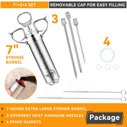 RIDGEPOLE Meat Injector, Marinade Injector with 3 Marinade Needles,Turkey Injector Syringe,2oz Large Capacity,Mother's Day Gifts for Mom Dad Husband Him,304 Stainless Steel for Meats,Beef,Turkey
