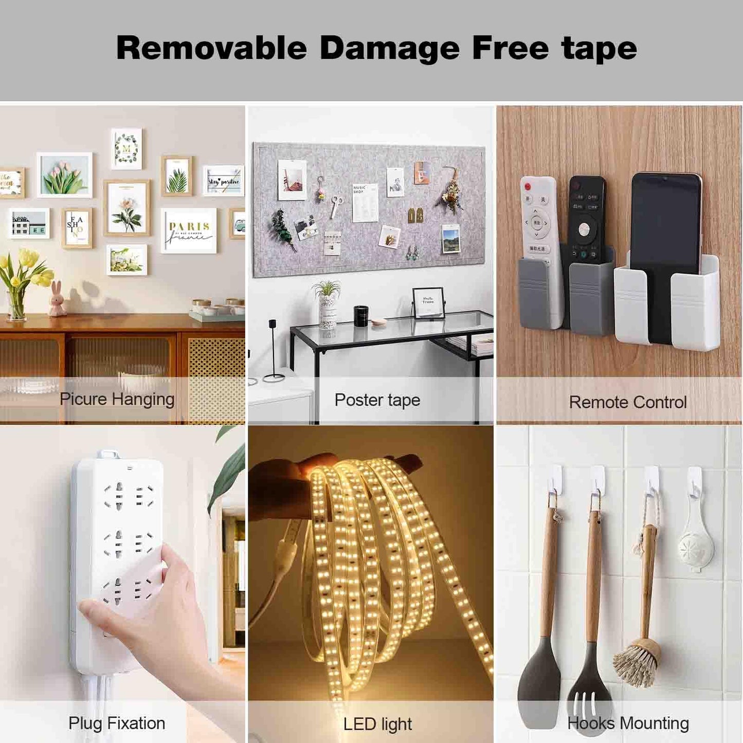 Hasaky Removable Double Sided Tape 40pcs, Picutre Hanging Strips Damage Free,Heavy Duty Mounting Tape Wall Adhesive Strips for Poster Carpet Rug Art Craft Scrapbook