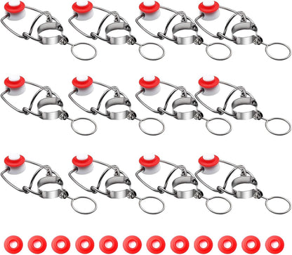 FERRODAY 12-Pack 18mm Glass Bottle Caps with Replacement Silicone Gaskets, Airtight, Leakproof, Easy Swing Top