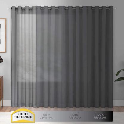 Pairs to Go Victoria Voile Modern Sheer Rod Pocket Window Curtains for Living Room (2 Panels), Grey