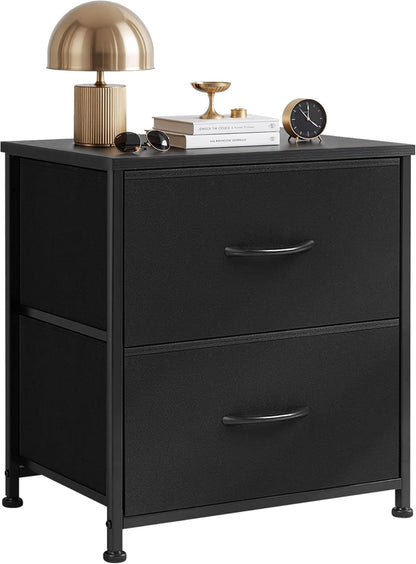 2 Closet, 11.8" 18" 20", Nightstand Upgraded, Small Drawer Dresser End Table Bedside Furniture, Wooden Top Fabric Bins