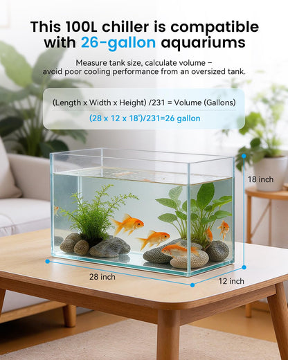 BAOSHISHAN 1/13 HP Aquarium Chiller 26 Gallon 100L Water Cooling System