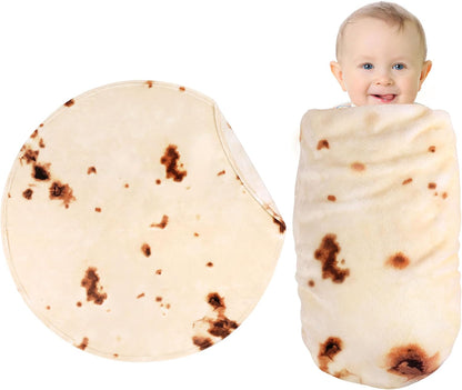 SeaRoomy Baby Burrito Blanket, Baby Swaddle Tortilla Blanket, Soft Round Burrito Tortilla Blankets for Newborn Boys