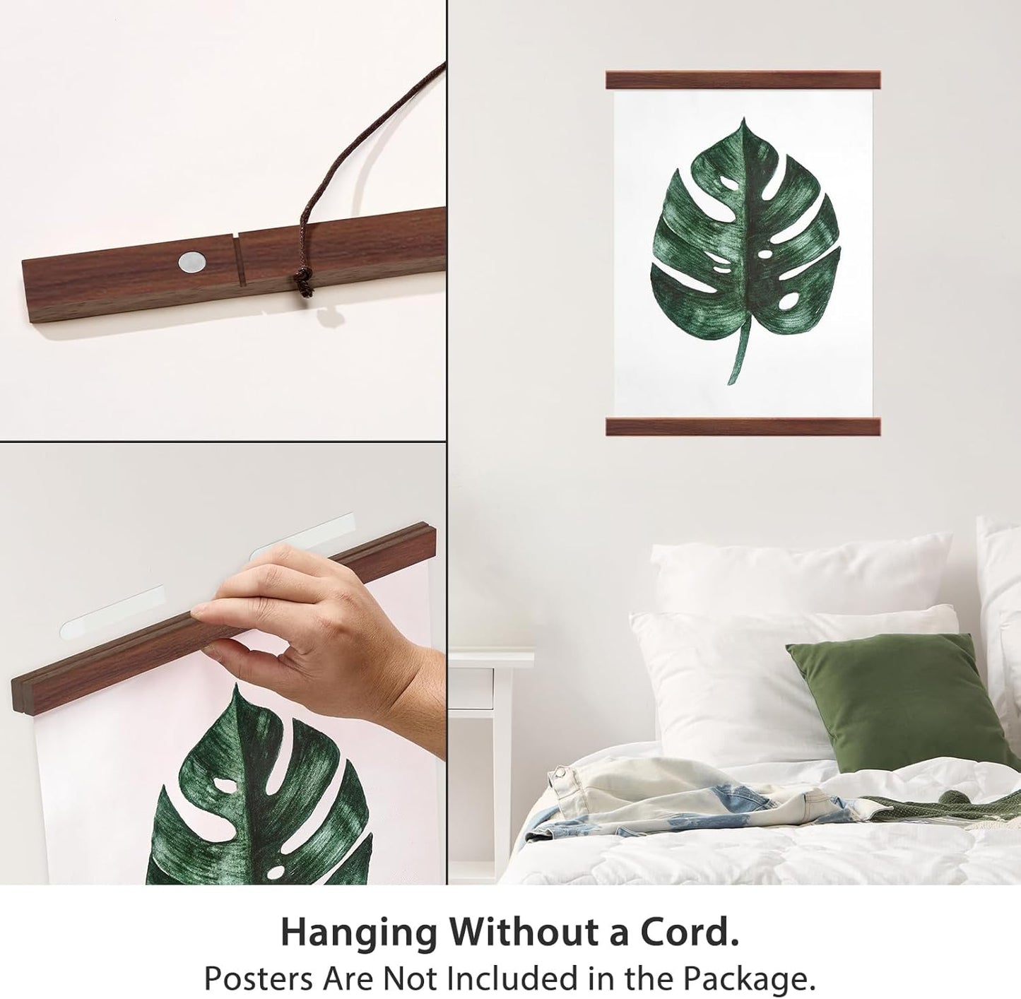 14x14 14x20 14x24 HONKKI Magnetic Poster Hanger Frame for Movie Music Posters Wall Art,Walnut Wood Picture Frames