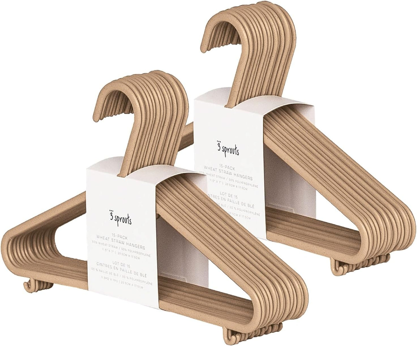 3 30-Pack Closet Sprouts Wheat Straw Plastic Hangers - Eco-Conscious Toddler Hangers for Child & Baby Clothes, Coats