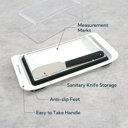 KITCHENDAO Airtight Butter Dish with Lid and Knife Spreader for Countertop and Refrigerator, Keep Butter Fresh, Easy Scoop, Dishwasher Safe, Plastic Butter Keeper Tray for West/ East Coast Butter