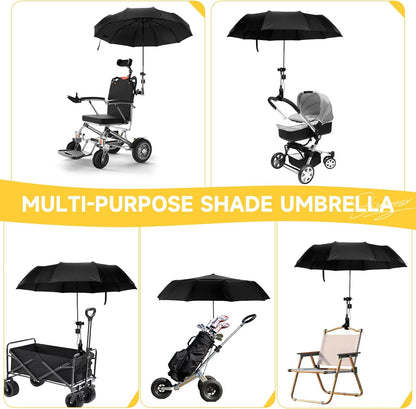 Tarswesi 360 50+ 100cm/39.4in Chair Umbrella with Universal Clamp, Double Canopy Sunshade, Adjustable Swivel, UPF UV