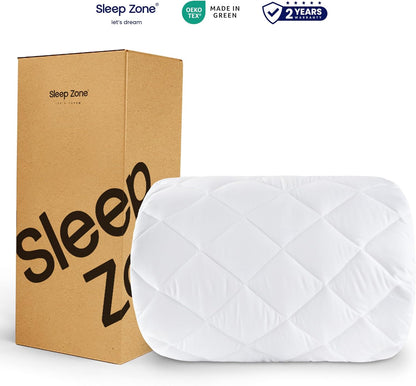 21" 54x75) SLEEP ZONE Flat Mattress Cover Full Size, Non Slip Quilted Fitted Mattress Pad, Noiseless Mattress Protector