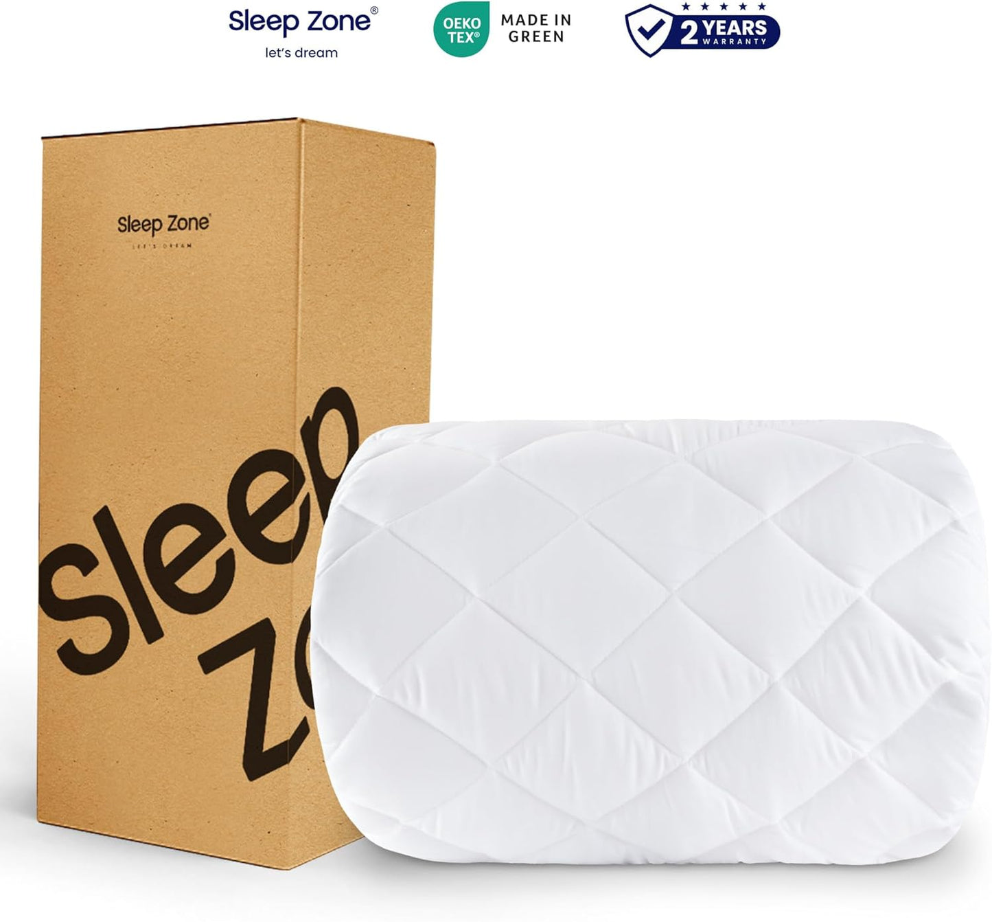 SLEEP ZONE Breathable Twin Mattress Pad - Machine Washable Quilted Fitted Cover, Deep Pocket up to 21" (White)