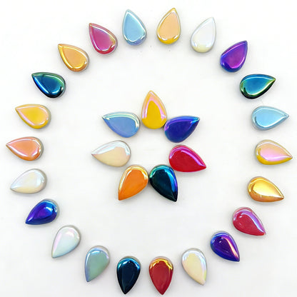 EDFLIFE Mosaic Tiles for Crafts, 7oz Iridescent Drop Mosaic Tiles for Art Crafts, Mosaic Making Kit for Projects, Ceramic Tiles for Adult DIY Hobbies Handmade Home Decoration