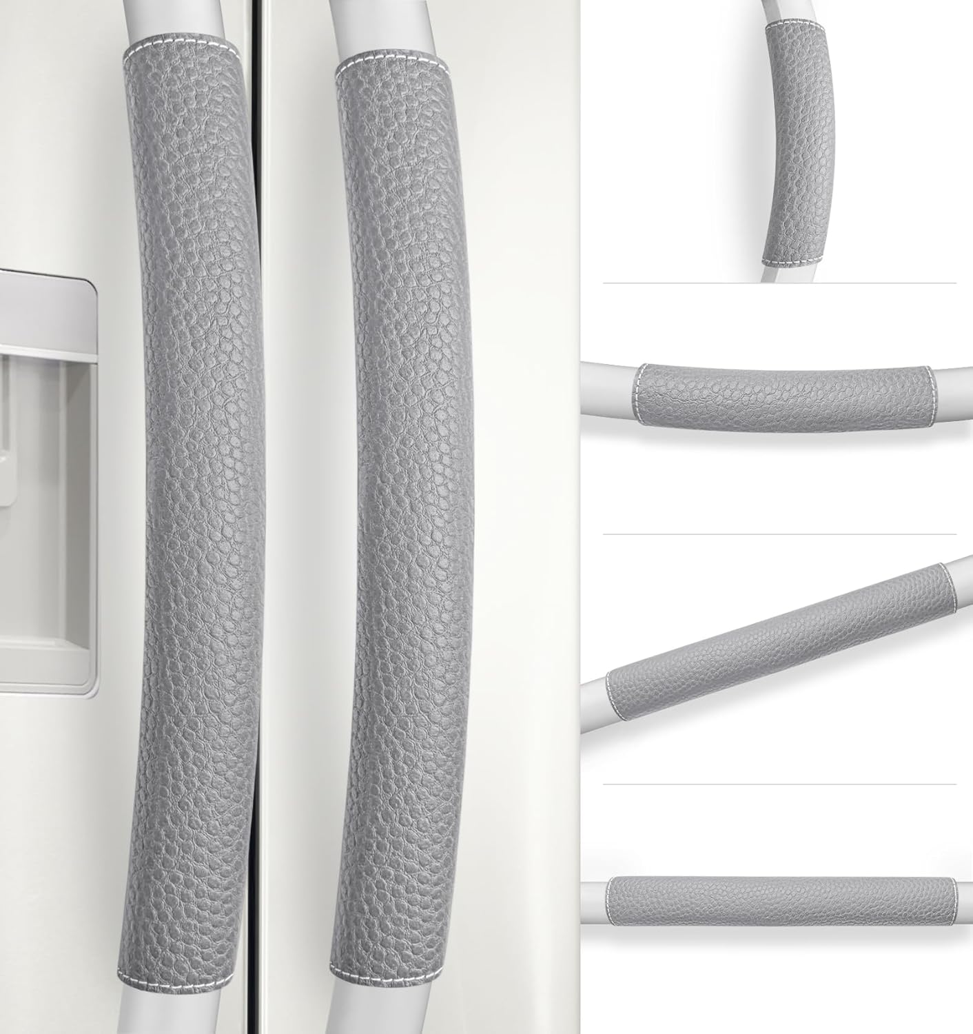 Set of 6 Refrigerator Door Handle Covers, Adjustable Appliance Protector, Non-Slip Gray Covers for Kitchen