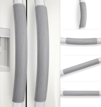 Set of 6 Refrigerator Door Handle Covers, Adjustable Appliance Protector, Non-Slip Gray Covers for Kitchen