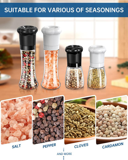CIRCLE JOY Manual Salt and Pepper Grinder Set - Refillable Shakers with Ceramic Blades, Adjustable Coarseness, BPA-free