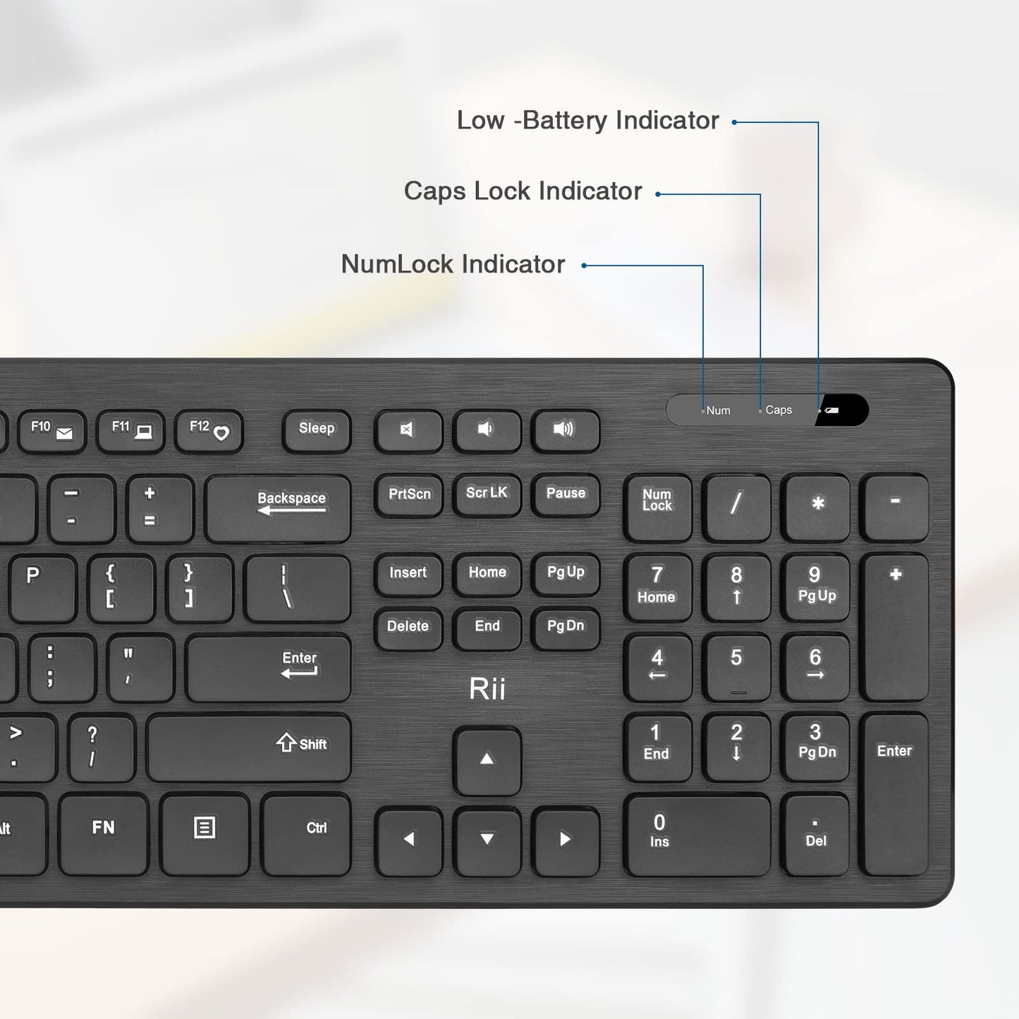 Wireless Keyboard and Mouse Combo - Rii Standard Office PC Keyboard and Optical Wireless Mice (Black)