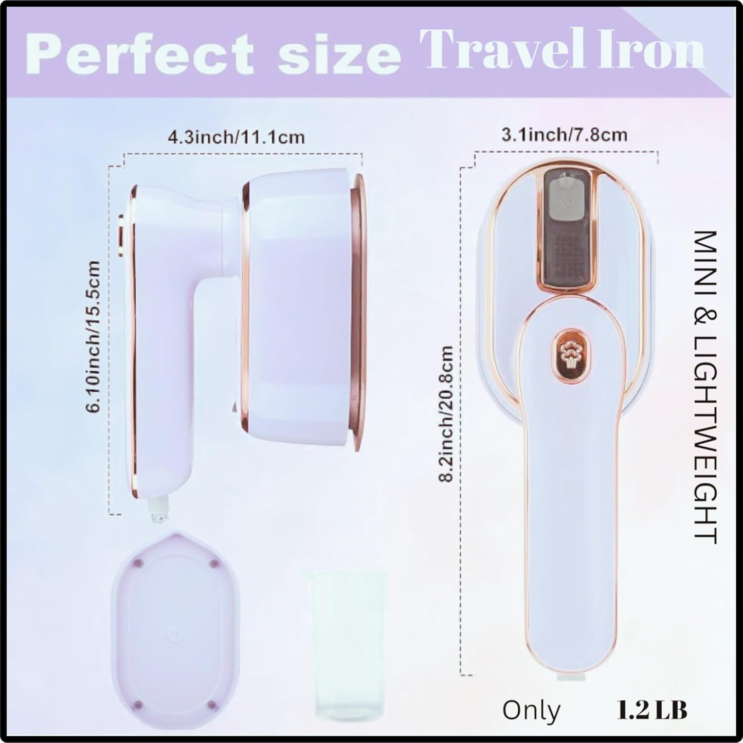 Travel Steamer Iron with LCD for Clothes, 1000W Handheld Portable Steamer, Dry and Wet Ironing, 180° Electric Steam
