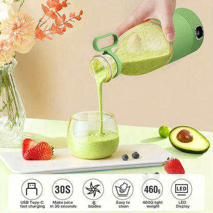 MIAOKE Portable Blender,Fashion Portable Blender for Shakes and Smoothies 11.8 Oz,Magnetic USB Fast Charging Mini Mixer Bottle,Take It for Traveling, Outdoor, Gym, Office, Cars, Gift -PK