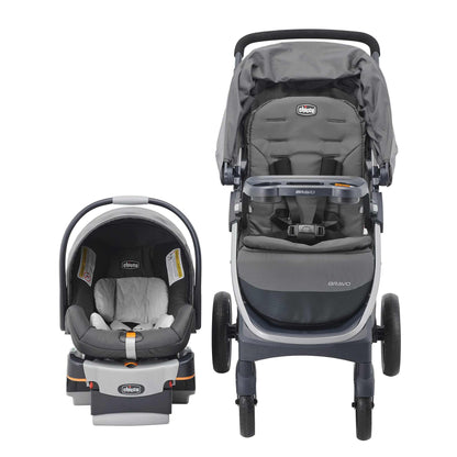 Chicco Bravo® 3-in-1 Trio Travel System, Bravo® Quick-Fold Stroller with KeyFit® 30 Infant Car Seat and Base, Car Seat and Stroller Combo | Parker