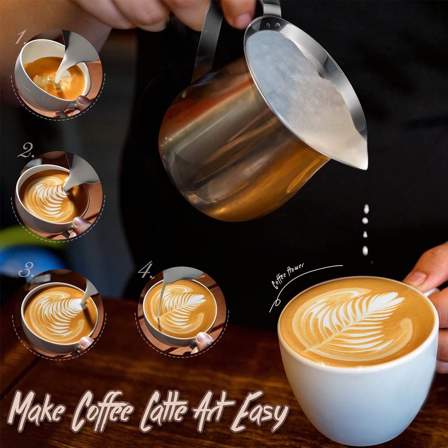 Potchen 24 Pack Stainless Steel Bell Creamers 3 Ounce Creamer Pitcher Mini Coffee Milk Pitchers with Handle and Pouring Spout Cups for Serving Espresso, Tea, Milk, Maple Syrup, Sauce