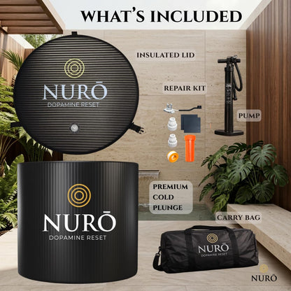 NURŌ Cold Plunge Tub for Ice Bath Recovery – Insulated Ice Bath, Portable Cold Therapy Tub, 100 Gallon, Black