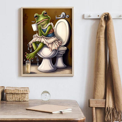 TUTUMAY21 Bathroom Frog Diamond Painting Kits, Full Round Diamond Art Kits for Adults 5D Frog Diamond Art, Personalized Gifts for Family and Friends Room Wall Decor 12x16inch