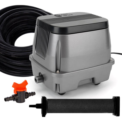 AquaMiracle All-in-1 Koi Pond Aeration Kit Pond Air Pump with Self-Sinking Airline Rubber Air Diffuser, Air Flow Control Pond Aerator for Outdoor Pond 2,000-5,000 Gallons