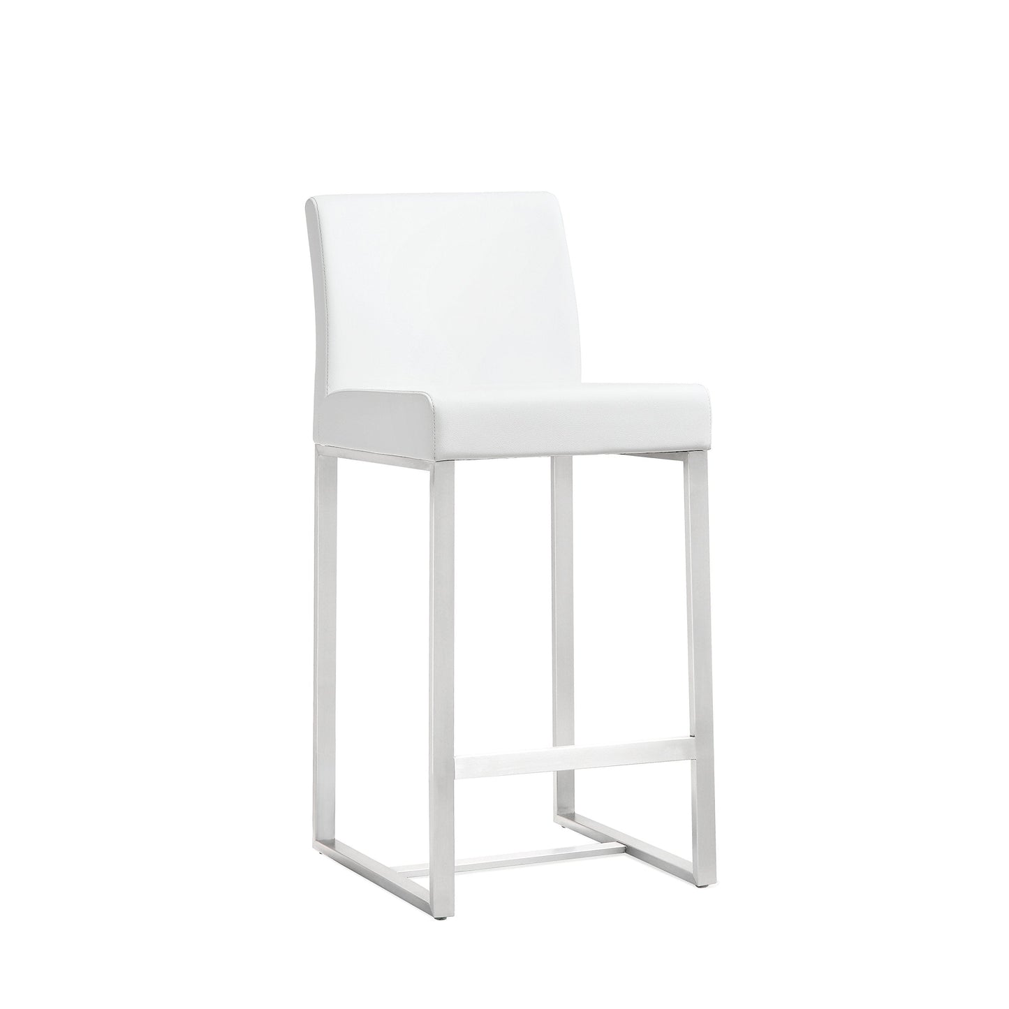 Tov Furniture Denmark White Performance Vegan Leather and Stainless Steel Counter Stool - Set of 2