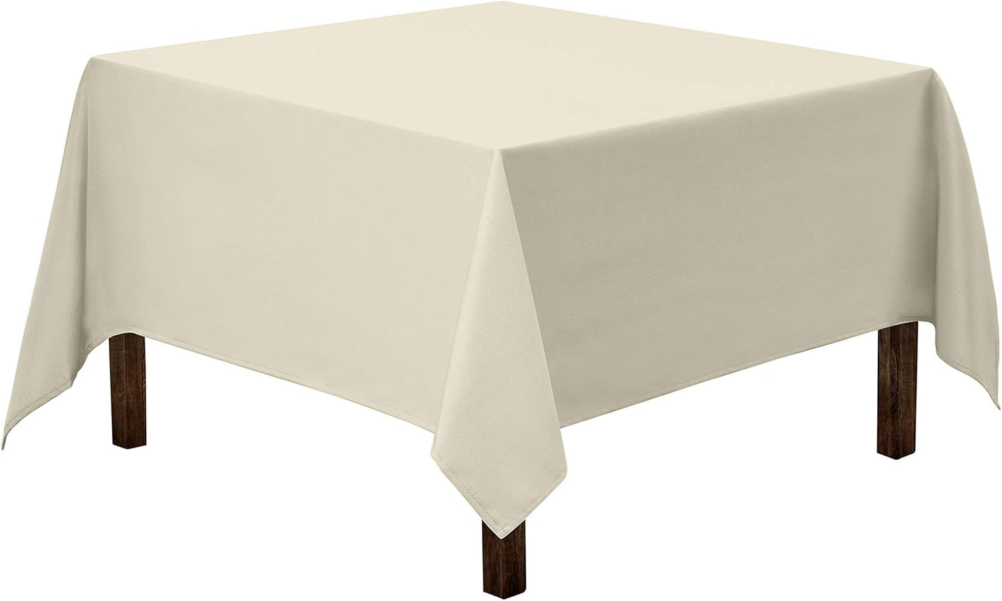 Gee Di Moda Square Tablecloth - 70 x 70 Inch Ivory Heavy Duty Washable Fabric for Tables