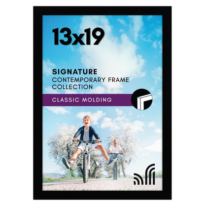 Americanflat 13x19 Picture Frame with Shatter-Resistant Glass - Signature Collection - Gallery-Style Frames Made of Engineered Wood - Photo Frame for Wall Display - Black