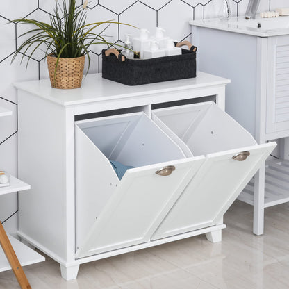 Tilt Out Laundry Sorter Bathroom Cabinet, White
