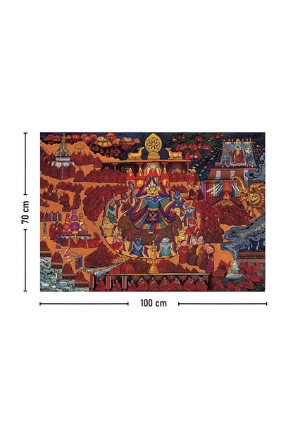 Wall Tapestry Bohemian Ethnic Tibetan Thangka Mandala Design 100% Cotton 70x100 Inches - Burgundy, 55x79 inch
